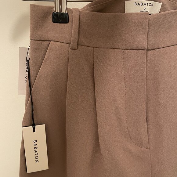 NWT Aritzia Babaton Kennedy Shorts 0 XXS Grey Taupe High Waist NEW - Picture 3 of 4